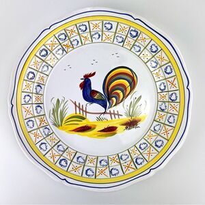 Henriot Quimper France Multicolor Rooster 10" Wall Hang Plate Hand Painted